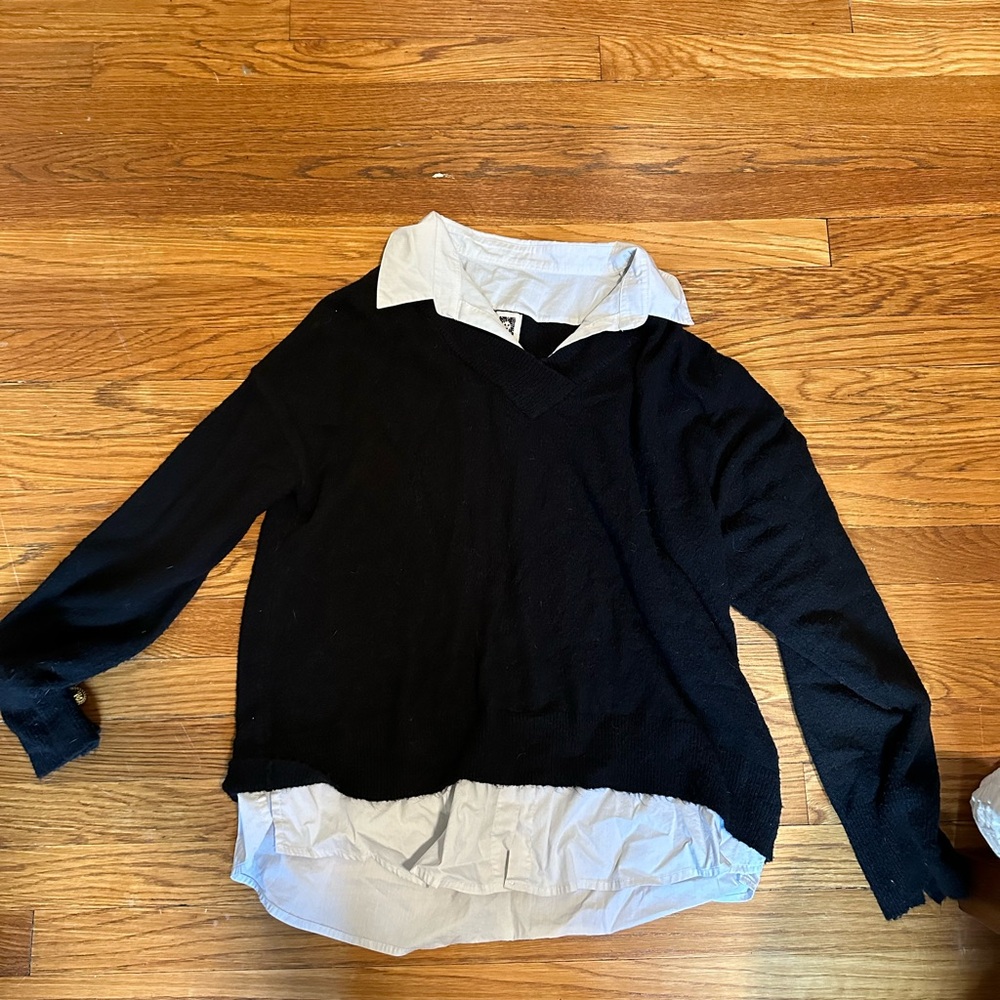 Anne Klein Sweater with button down look
